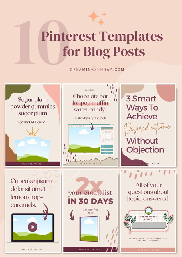 Pinterest Templates for Blog Posts - Canva templates shop previews
