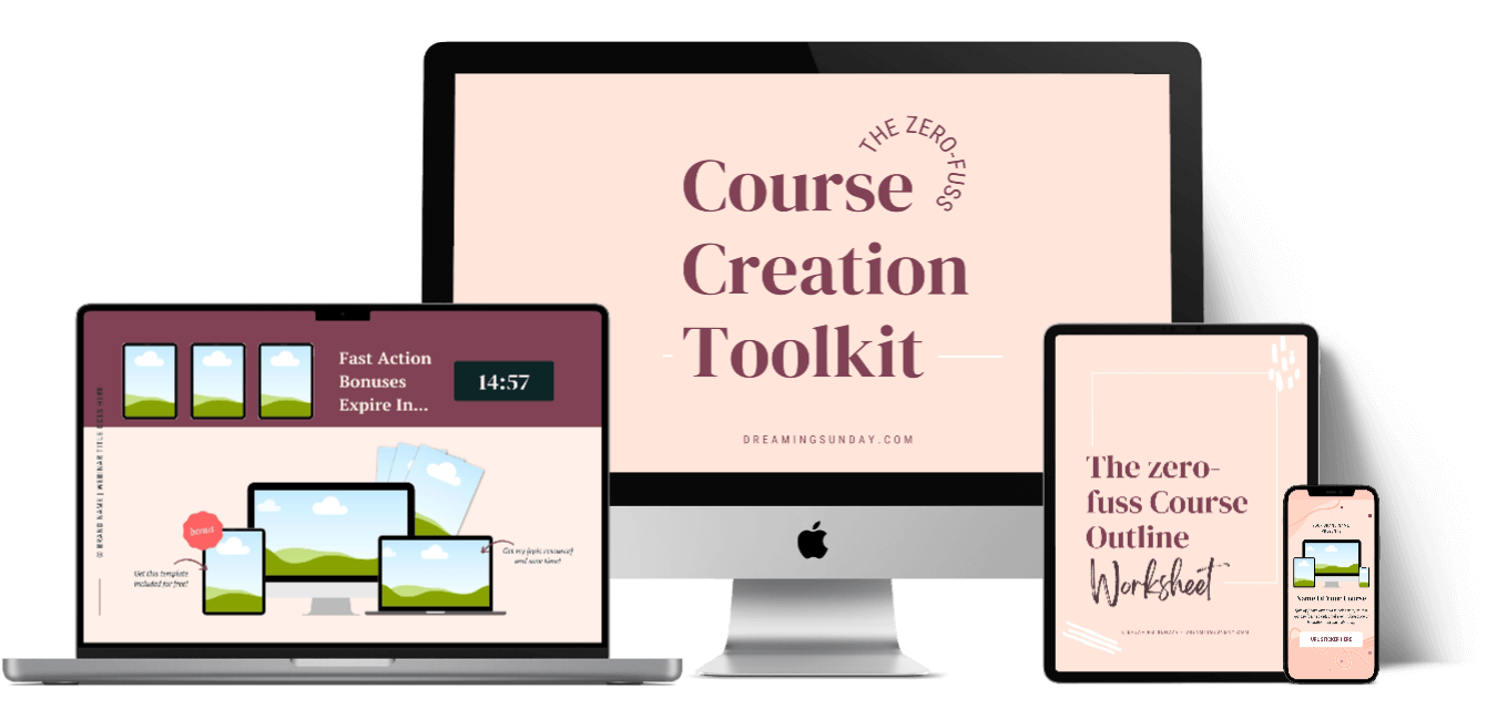The zero fuss course creation toolkit - Mock Up Preview