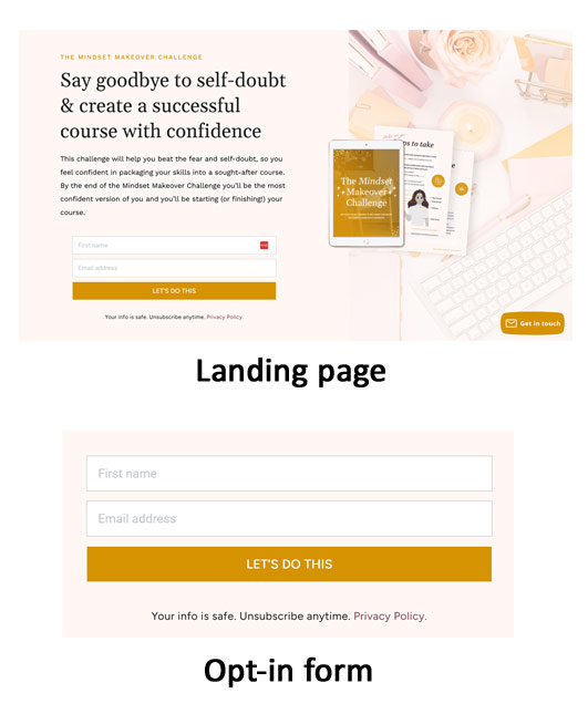 What is a landing page - Landing page vs opt-in form